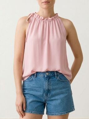 Amanda Uprichard Emlyn Tie Shoulder Tank Pink Sleeveless Top Size S